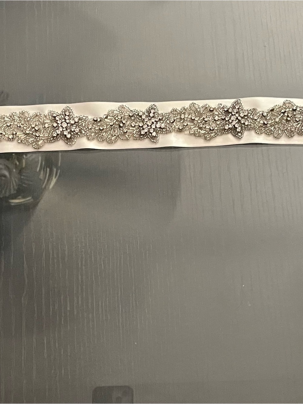 Embellished Satin Bridal Belt in Ivory with Crystal Appliqué